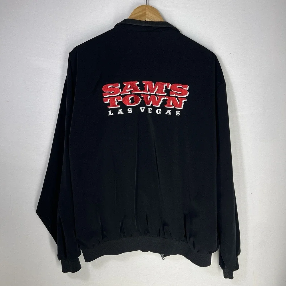 Vintage Las Vegas Jacket XXL Black Embroidered Casino Bomber Full Zip